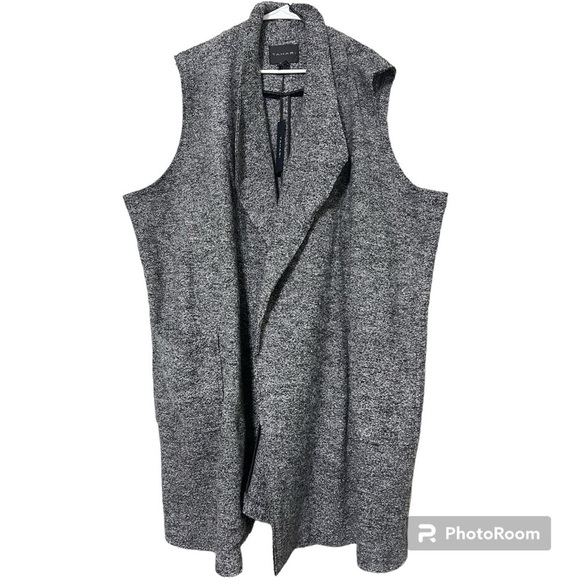 TAHARI womens plus size 3X heather grey open front wool blend longline vest NWT - Picture 8 of 8